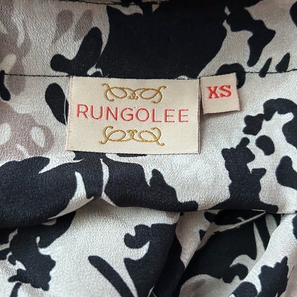 Rungolee Carmina Silk Maxi Dress Tan Black Sz S - Picture 10 of 12